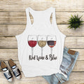 Red Wine Blue 4th July Tank Top: Bella Canvas Flowy Patriotic Wine Glasses
