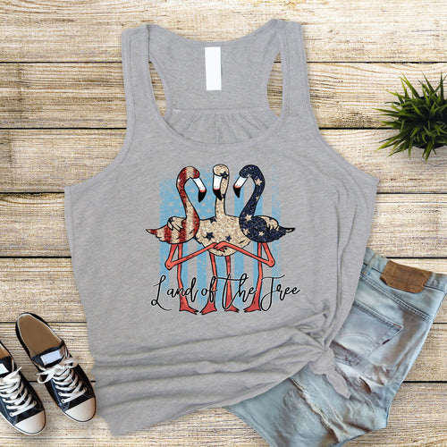 4th of July Flamingo Tank: Red White Blue Patriotic Bella Canvas