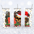 Creepy Skull Christmas Tumbler, Dead Inside Santa, 20 oz Skinny