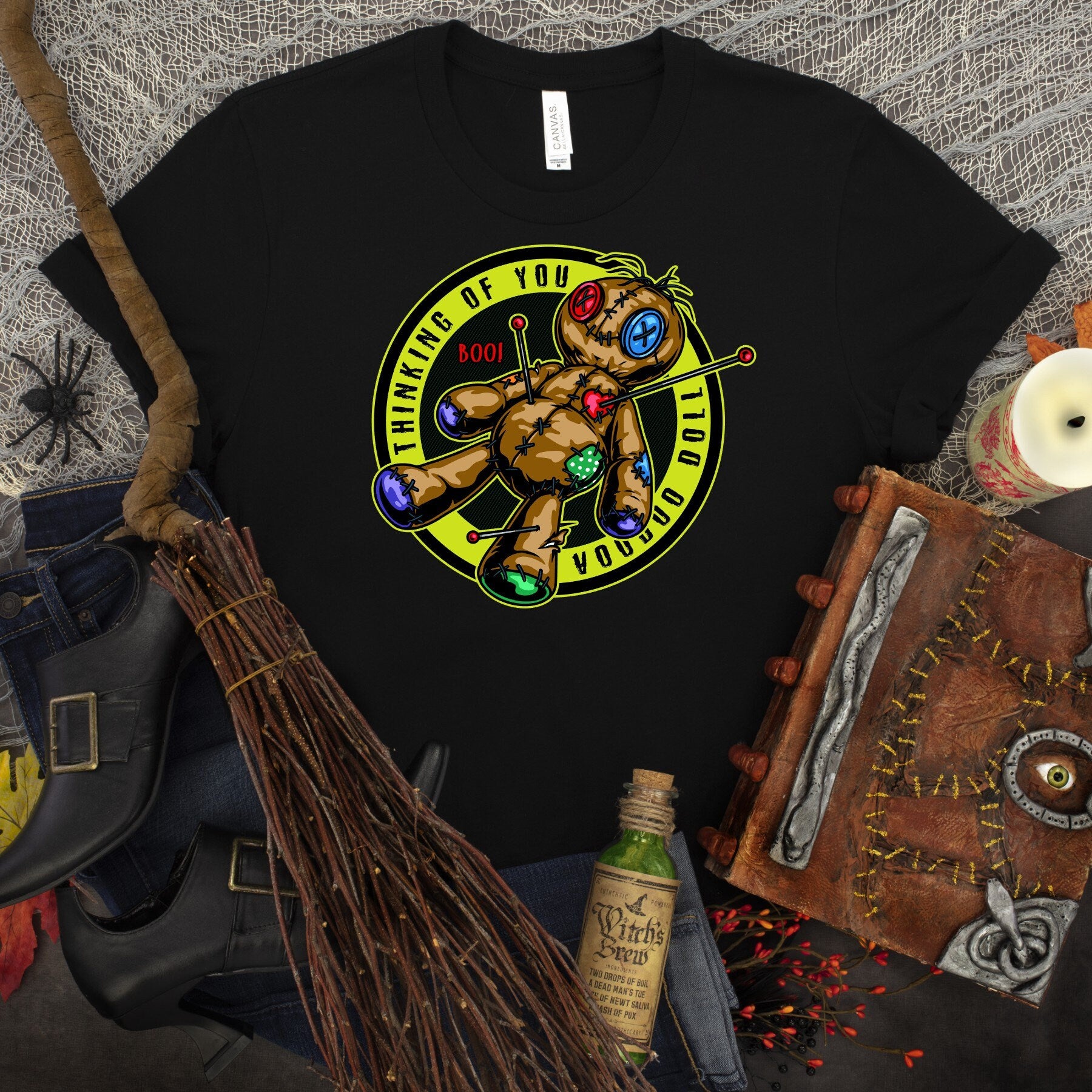 Voodoo Doll 'Think of You' Graphic Tee - Unisex Cotton Witchcraft Fashion
