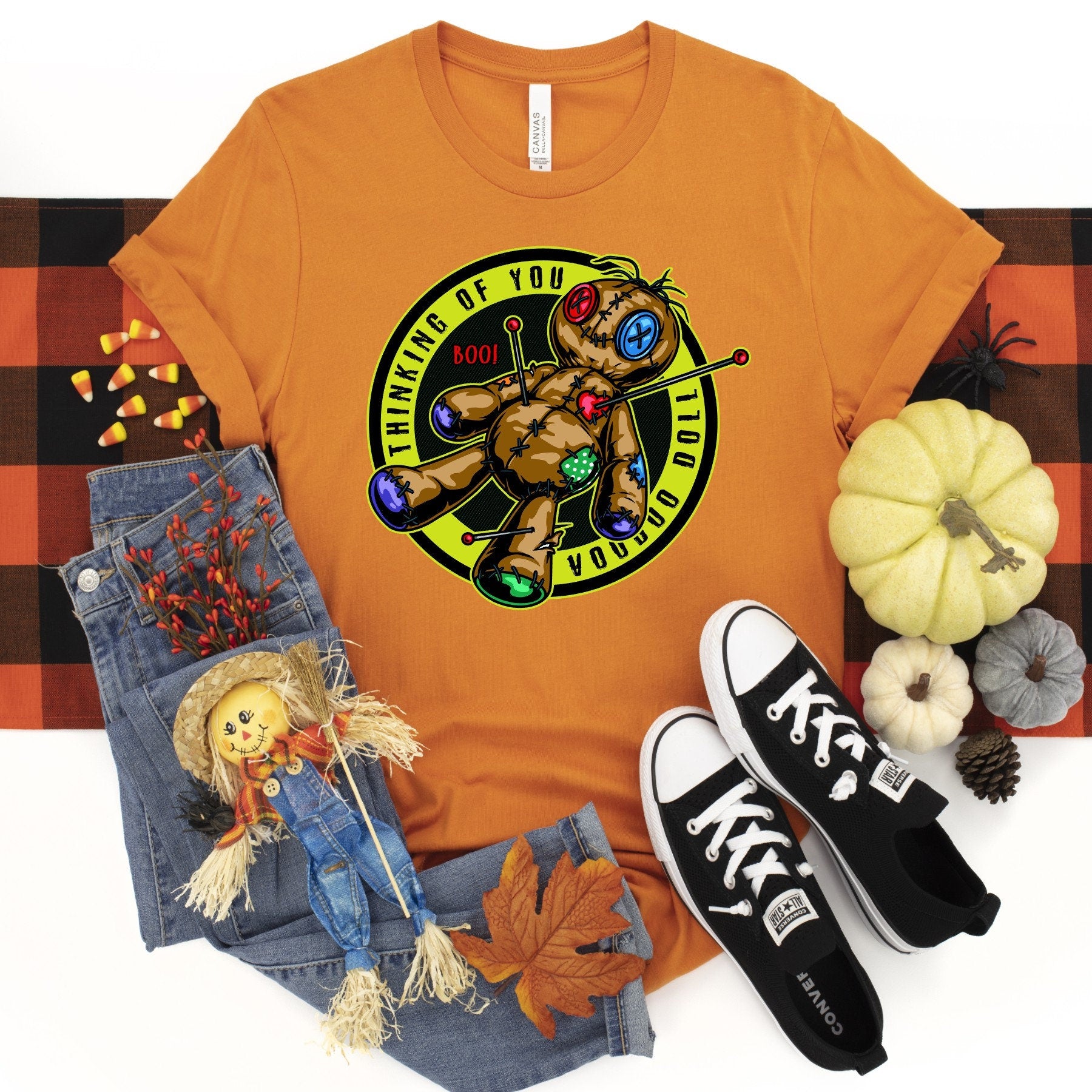 Voodoo Doll 'Think of You' Graphic Tee - Unisex Cotton Witchcraft Fashion