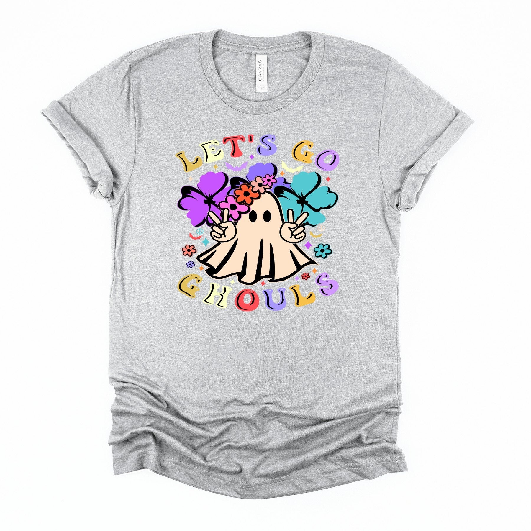 Let's Go Ghouls Retro Ghost Tee: Hippie Halloween