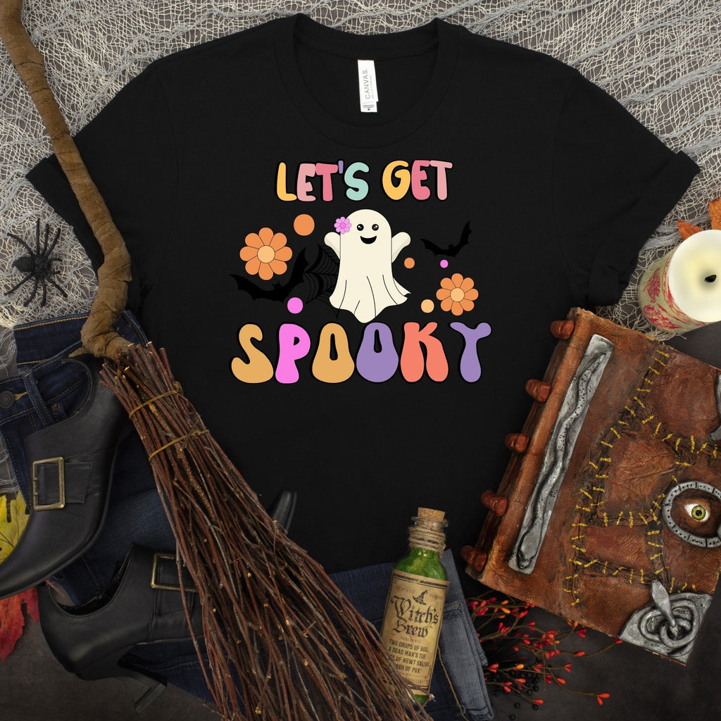 Retro Hippie Ghost Halloween T-Shirt: Spooky Flower Power