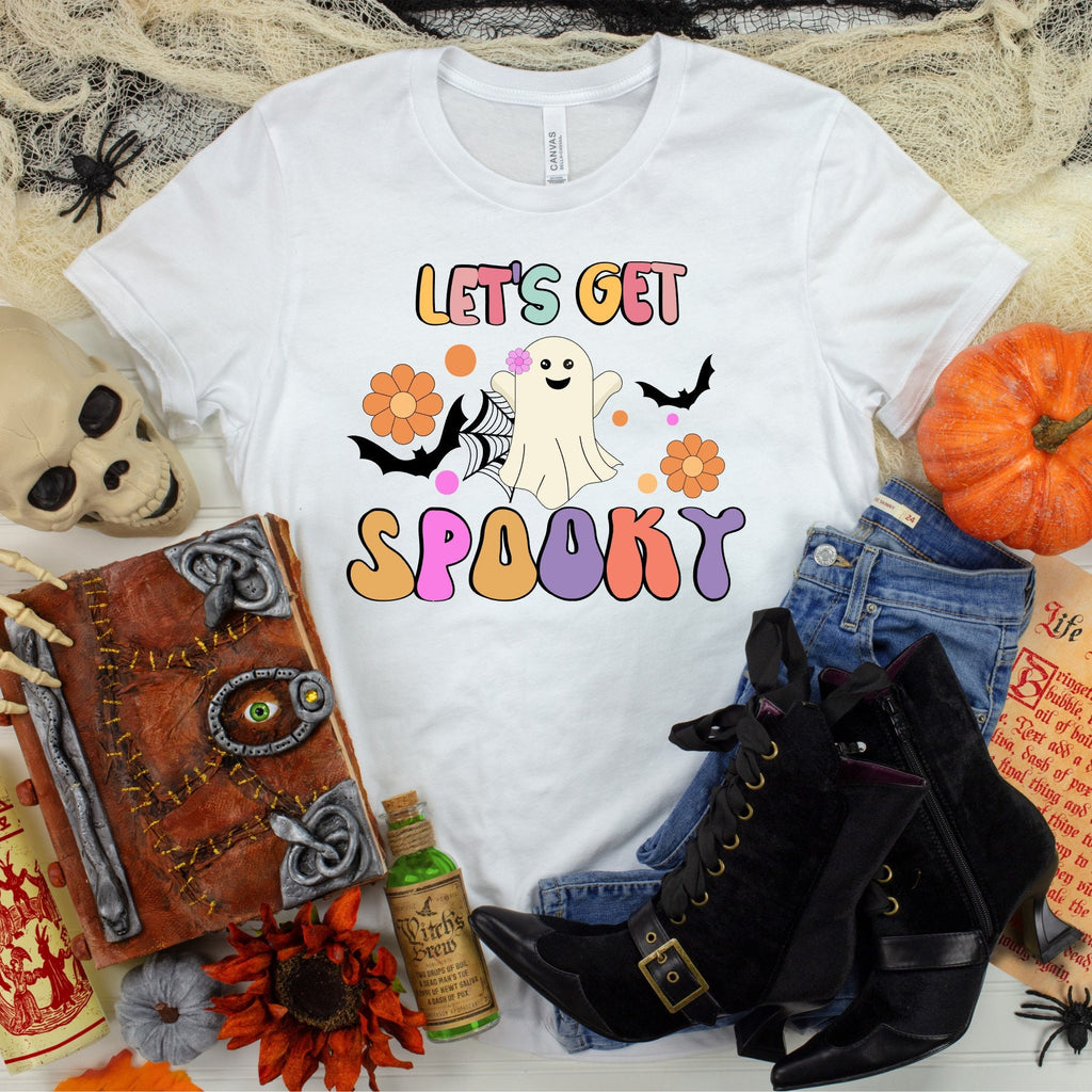 Retro Hippie Ghost Halloween T-Shirt: Spooky Flower Power