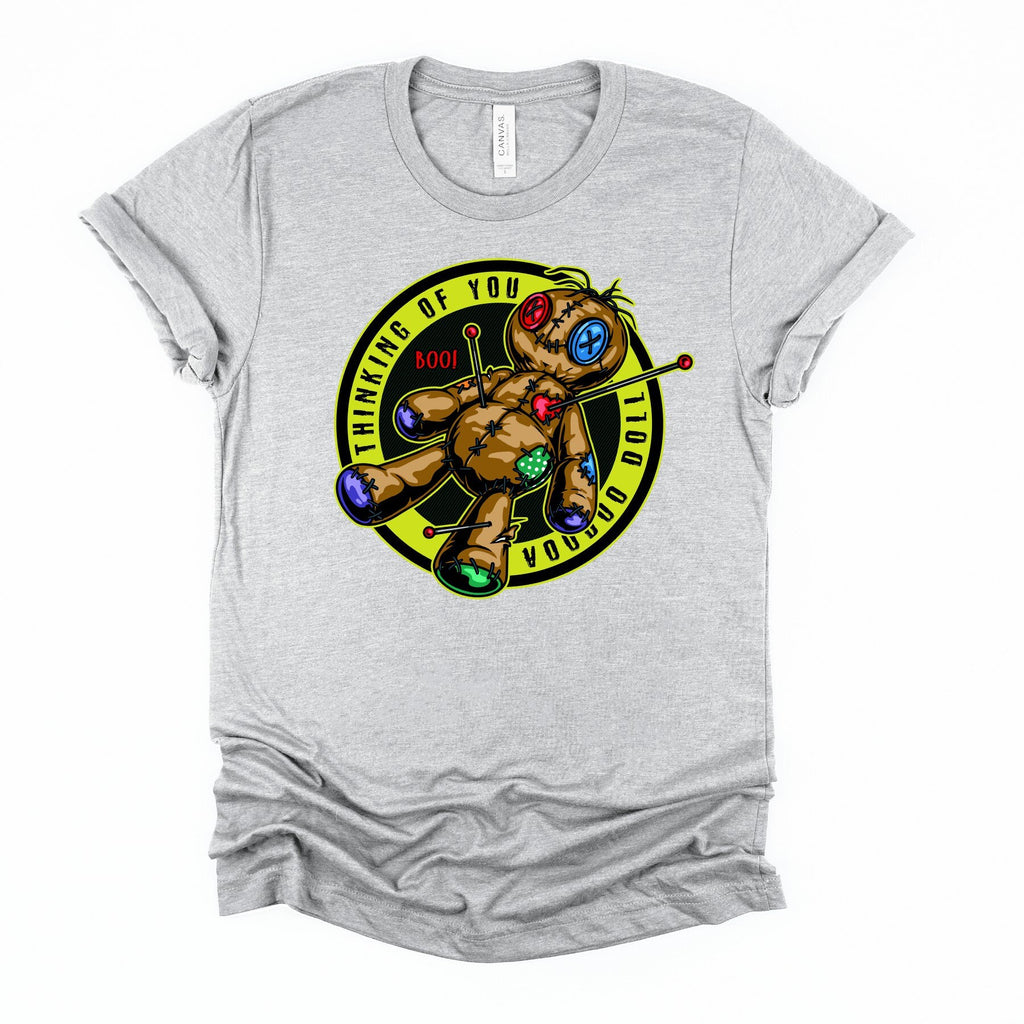 Voodoo Doll 'Think of You' Graphic Tee - Unisex Cotton Witchcraft Fashion
