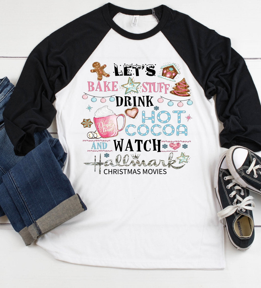 Hot Cocoa Christmas Movies Raglan Shirt: Festive Holiday Tee