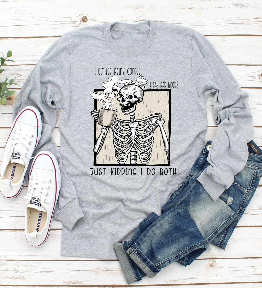 Coffee Skeleton Bella Canvas T-Shirt: Funny Graphic Tee