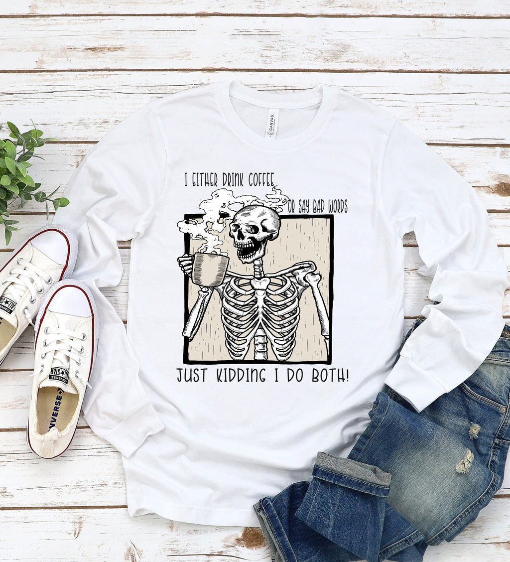Coffee Skeleton Bella Canvas T-Shirt: Funny Graphic Tee