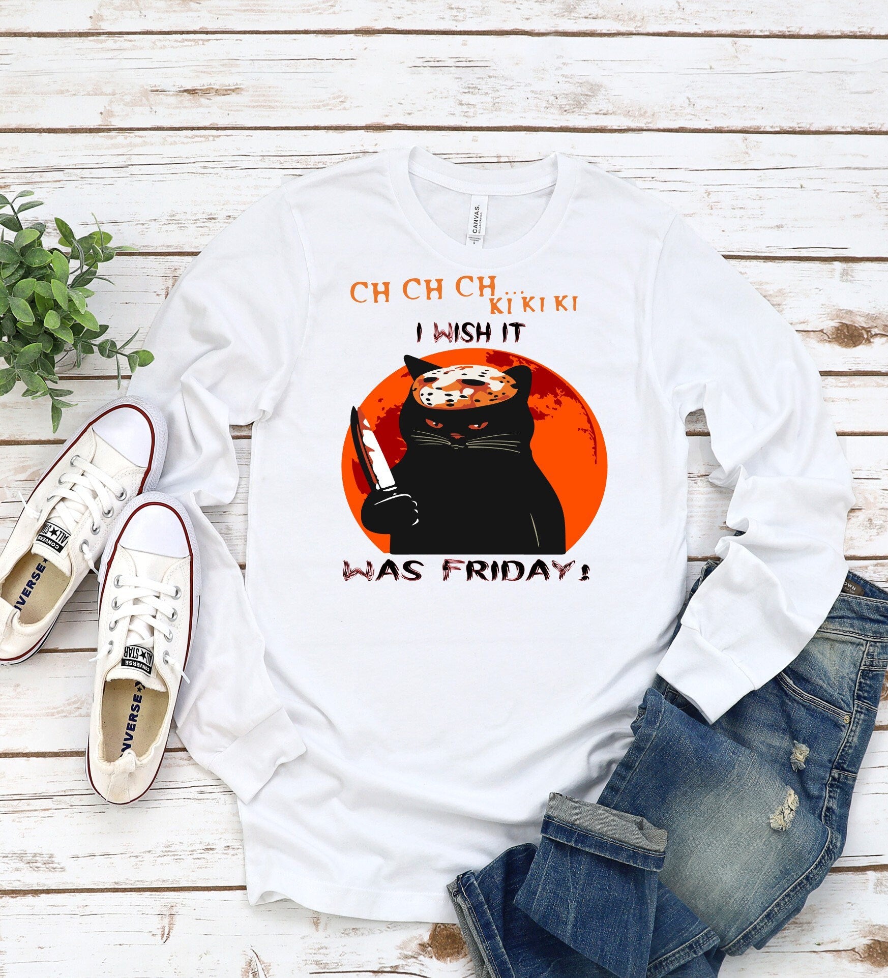 Murder Kitty Halloween T-Shirt, Friday the 13th Cat