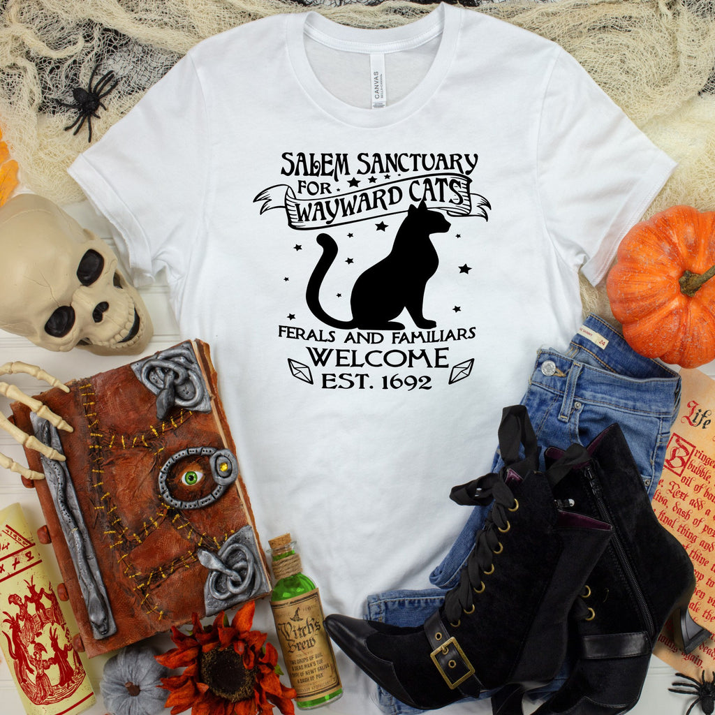 Salem Sanctuary Cat T-Shirt: Witchy Kitty, Feral & Familiar Welcome