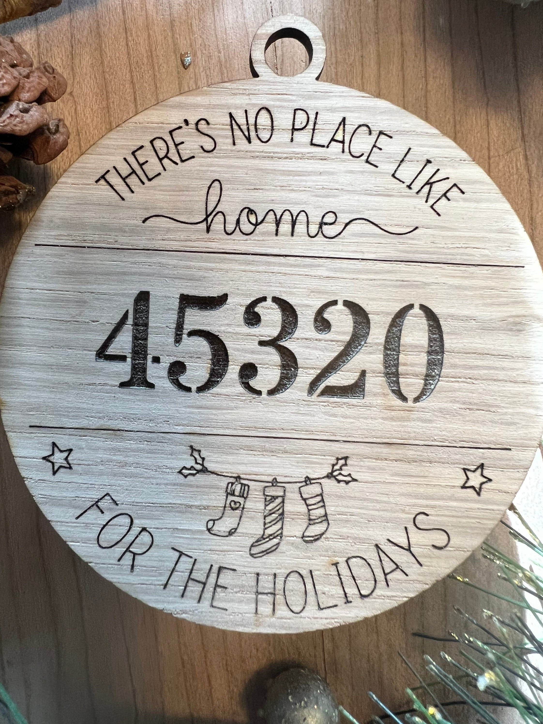 Personalized Zip Code Christmas Ornament: Handmade Wood Yule Decor