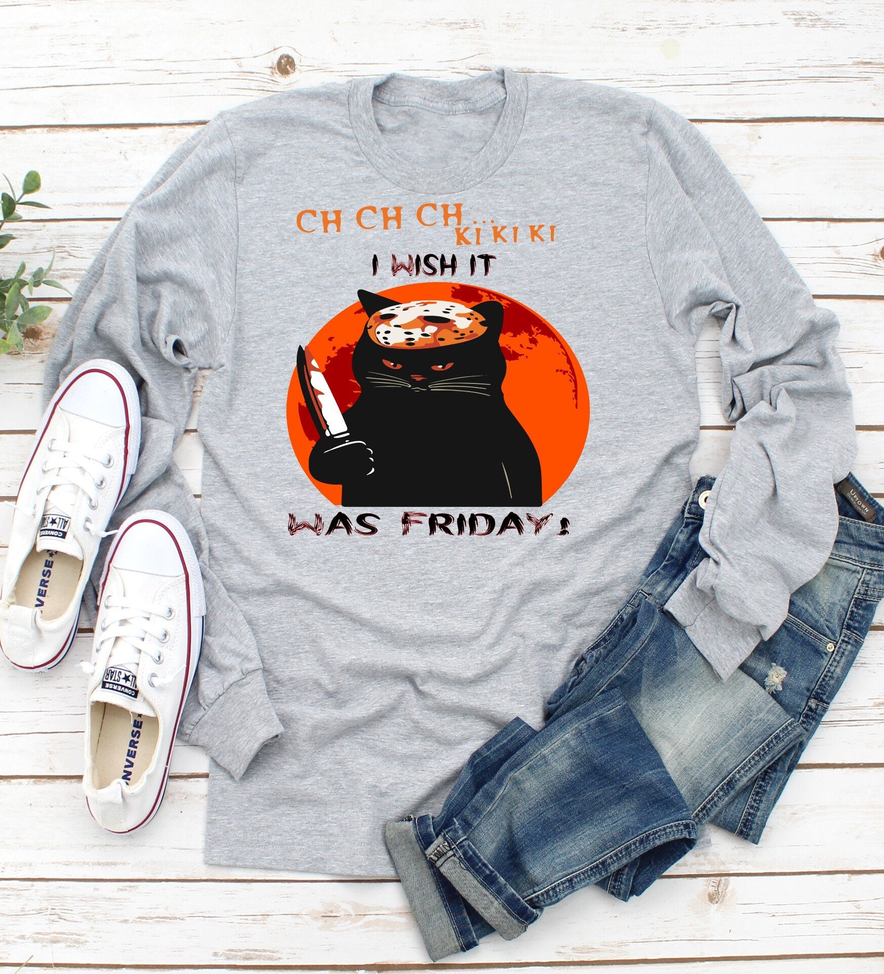 Murder Kitty Halloween T-Shirt, Friday the 13th Cat