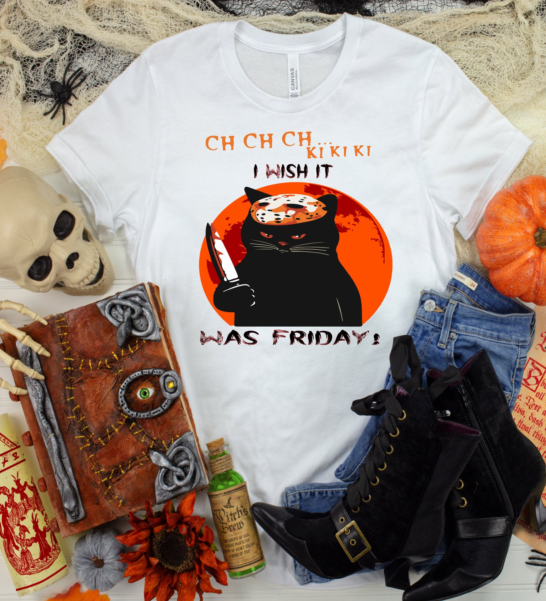 Murder Kitty Halloween T-Shirt, Friday the 13th Cat