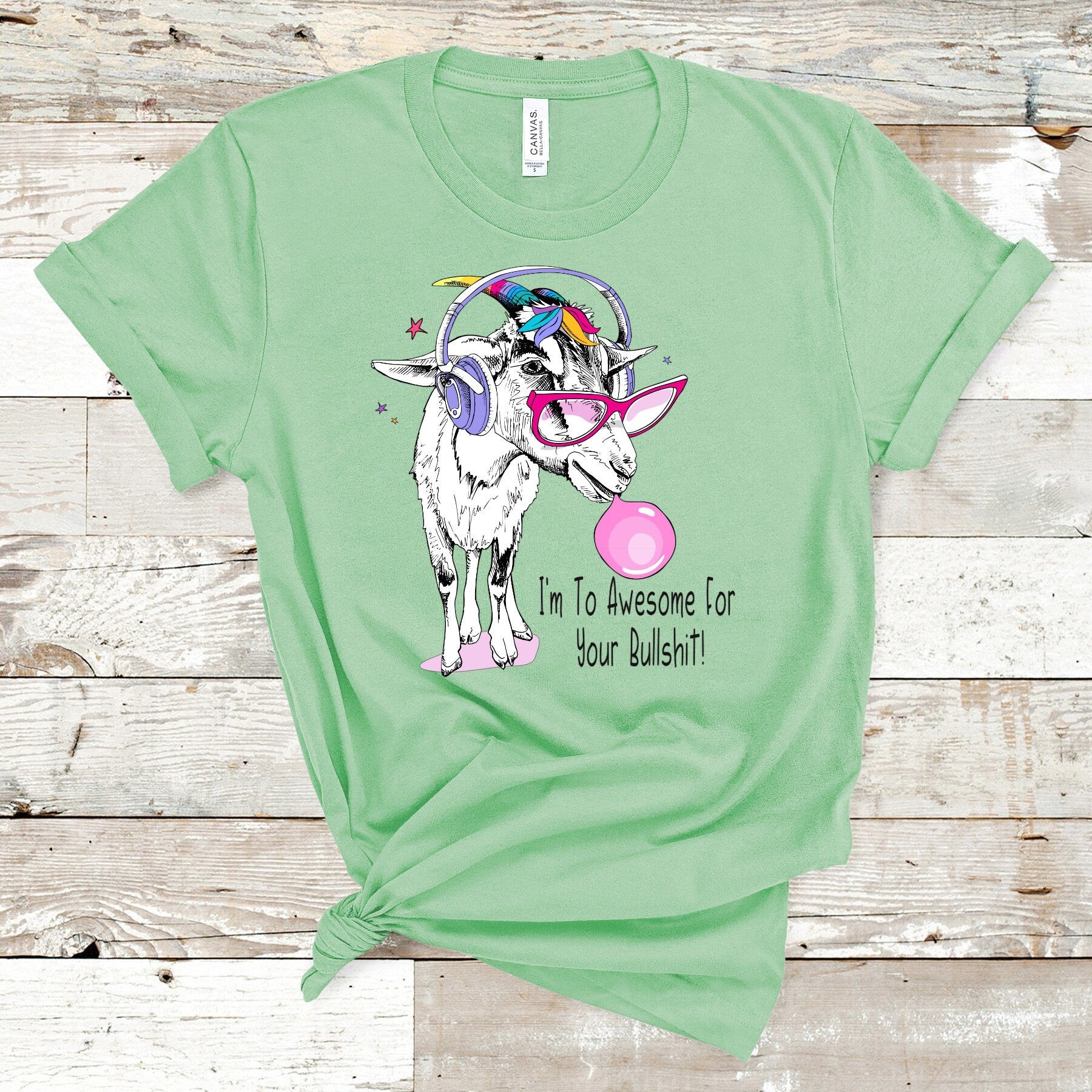 Funny Bubblegum Goat Graphic Tee, Sarcastic Goat Lover Gift