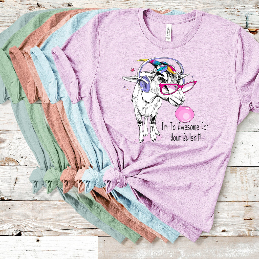 Funny Bubblegum Goat Graphic Tee, Sarcastic Goat Lover Gift