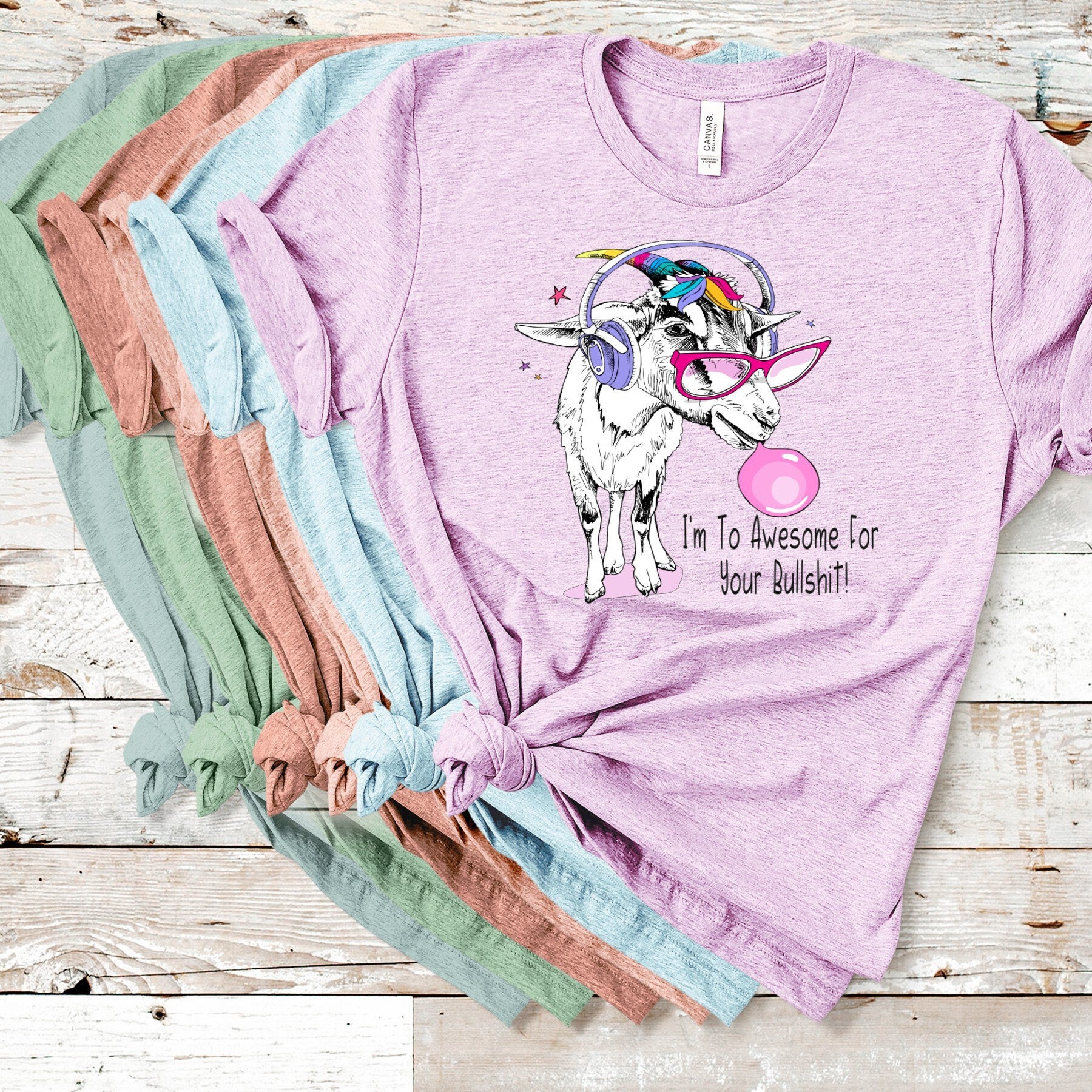 Funny Bubblegum Goat Graphic Tee, Sarcastic Goat Lover Gift