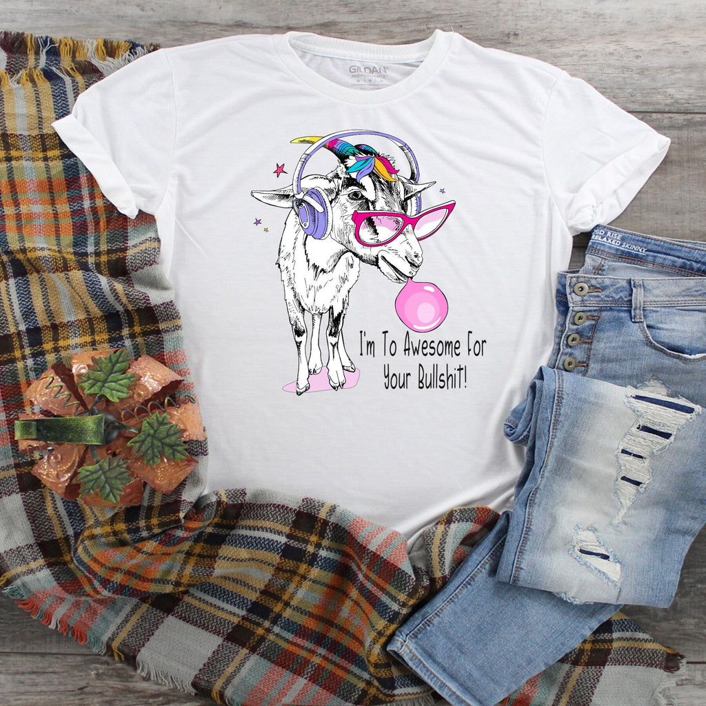 Funny Bubblegum Goat Graphic Tee, Sarcastic Goat Lover Gift