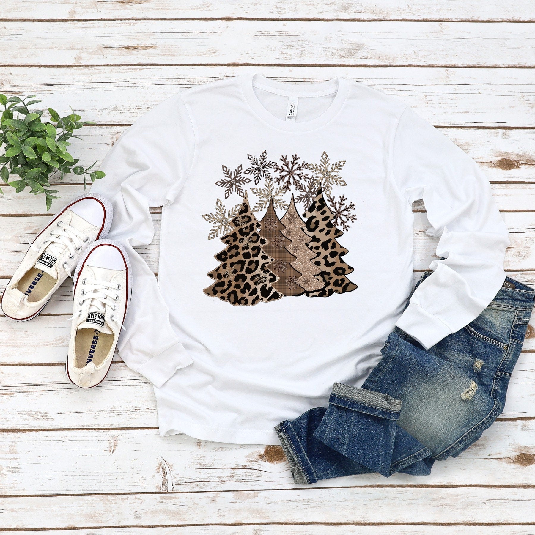 It's Christmas Leopard Christmas Trees Bella Canvas