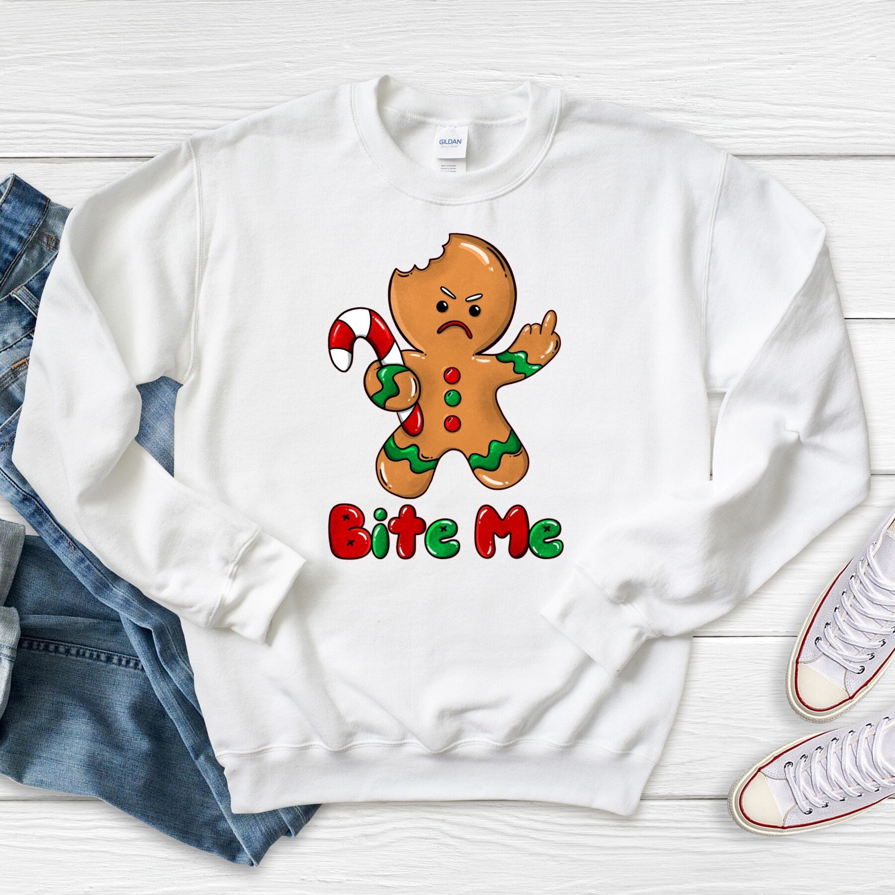 Bite Me Gingerbread Man Christmas Shirt