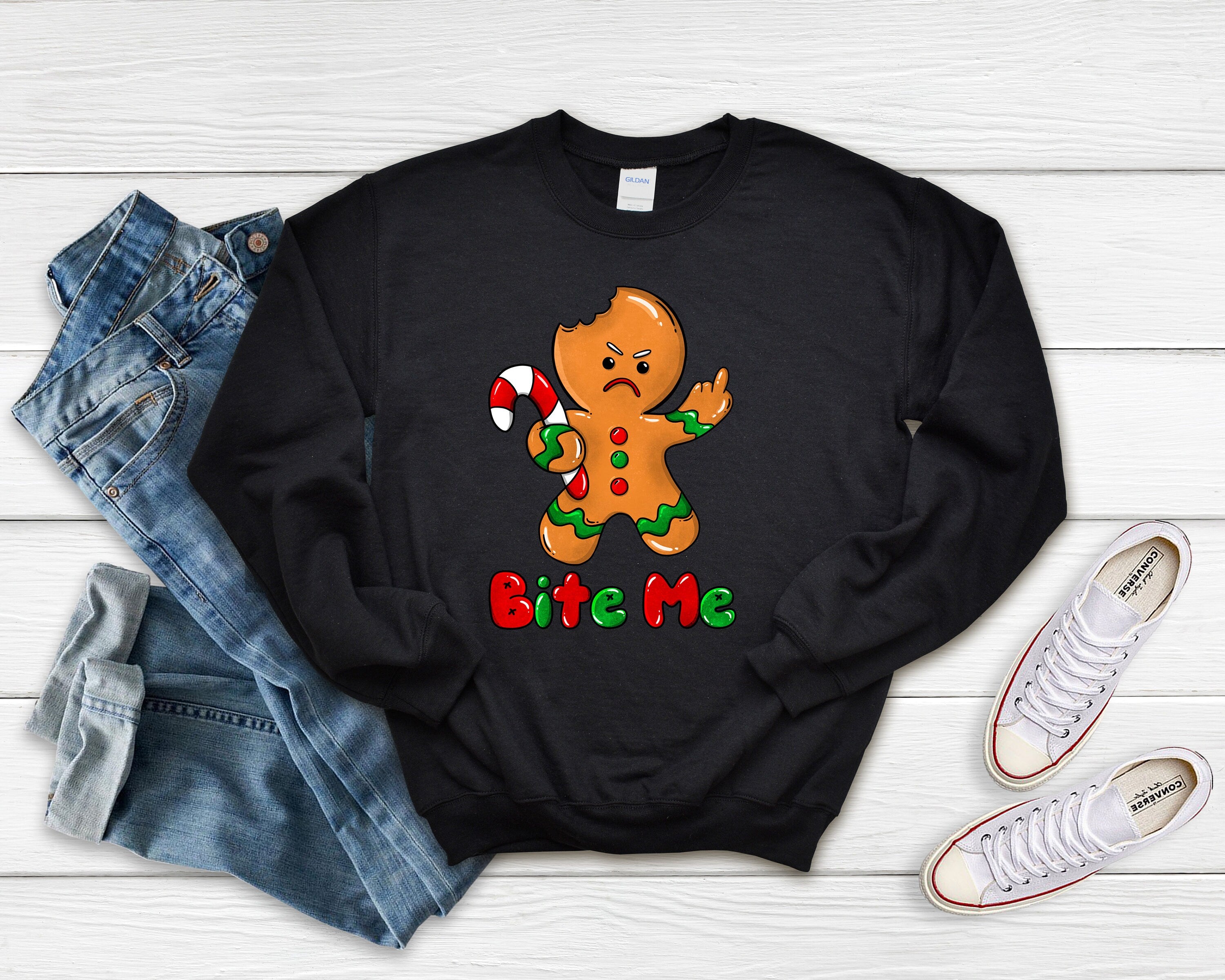 Bite Me Gingerbread Man Christmas Shirt