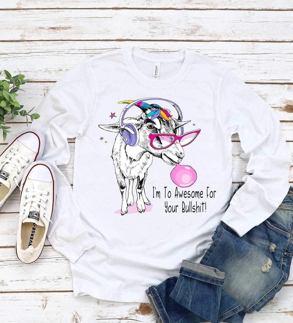 Funny Bubblegum Goat Graphic Tee, Sarcastic Goat Lover Gift