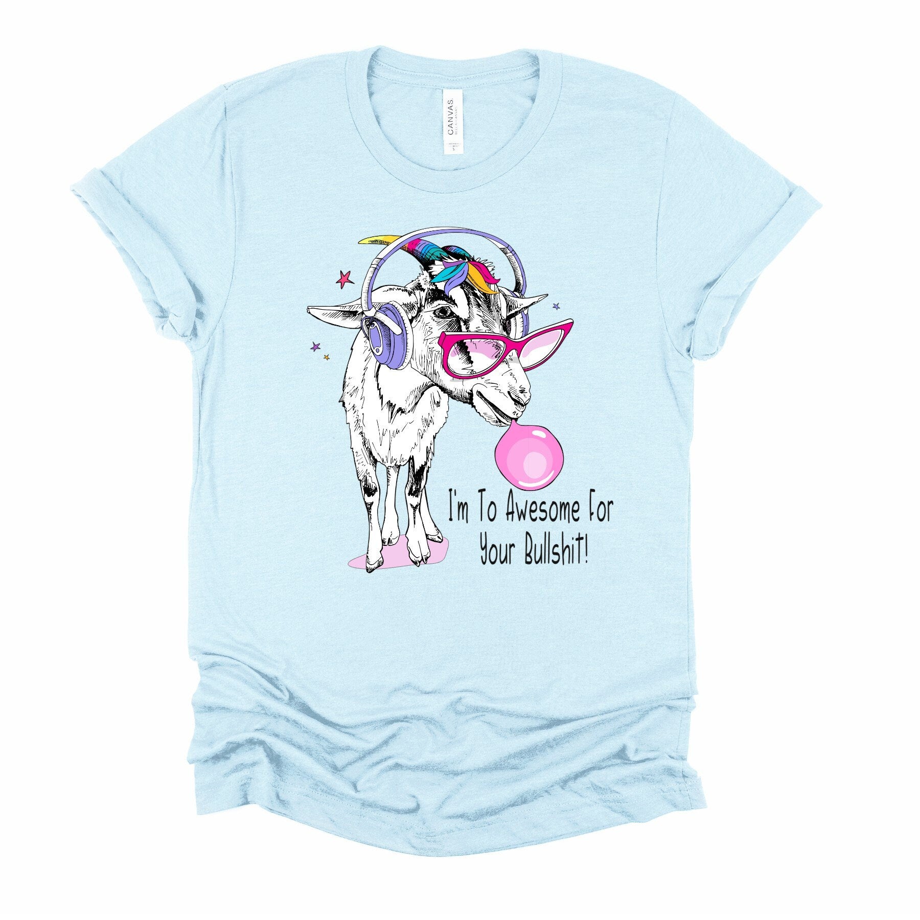 Funny Bubblegum Goat Graphic Tee, Sarcastic Goat Lover Gift
