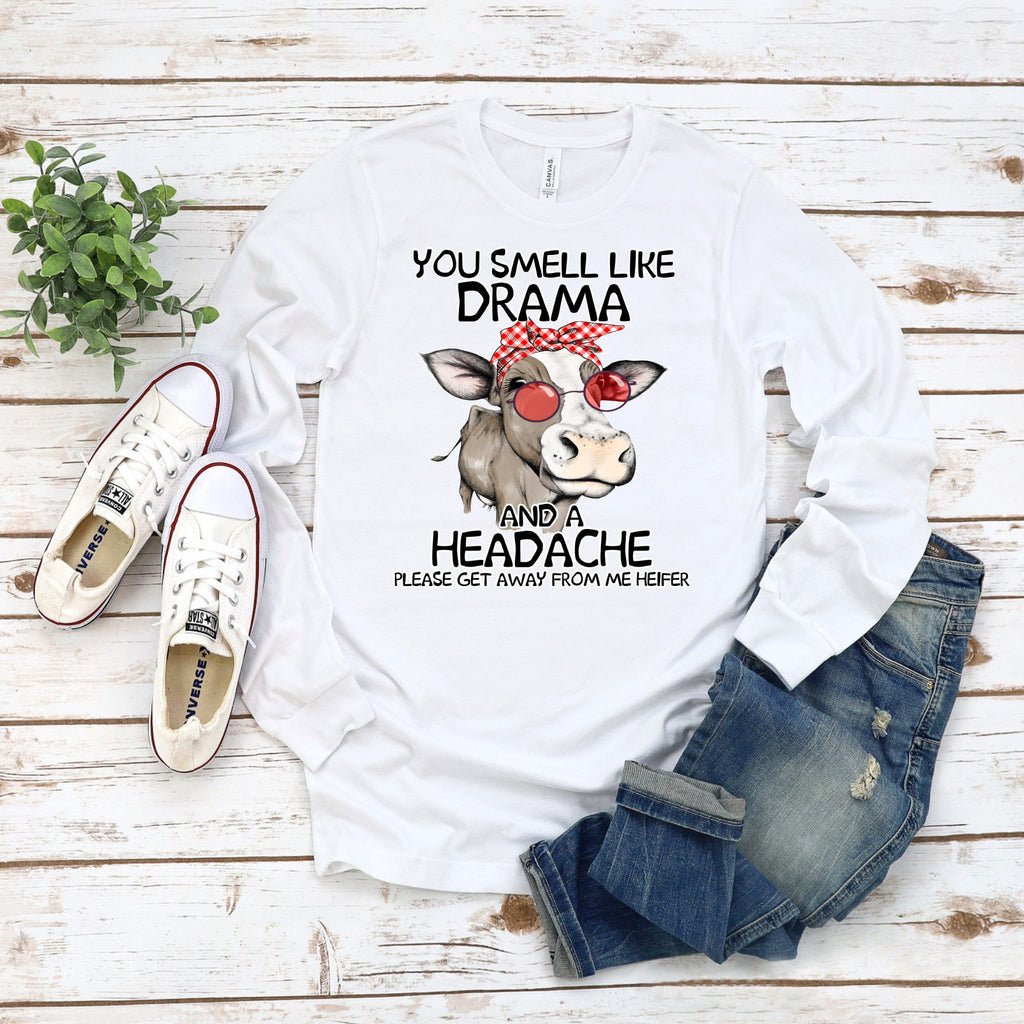 Cow Drama Headache T-Shirt: Red Bandana Sunglasses Heifer Tee