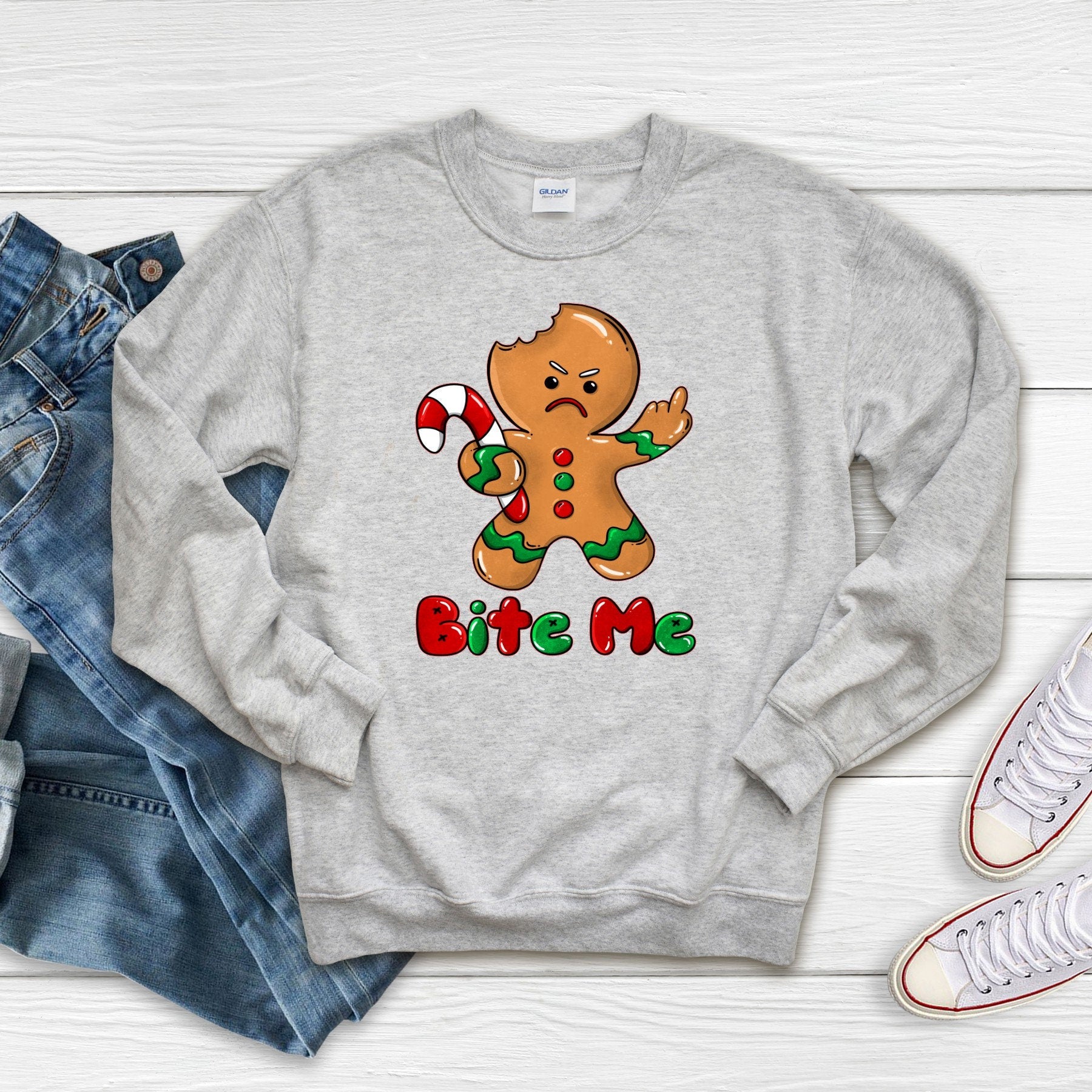 Bite Me Gingerbread Man Christmas Shirt