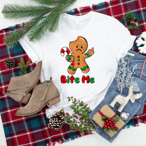Bite Me Gingerbread Man Christmas Shirt