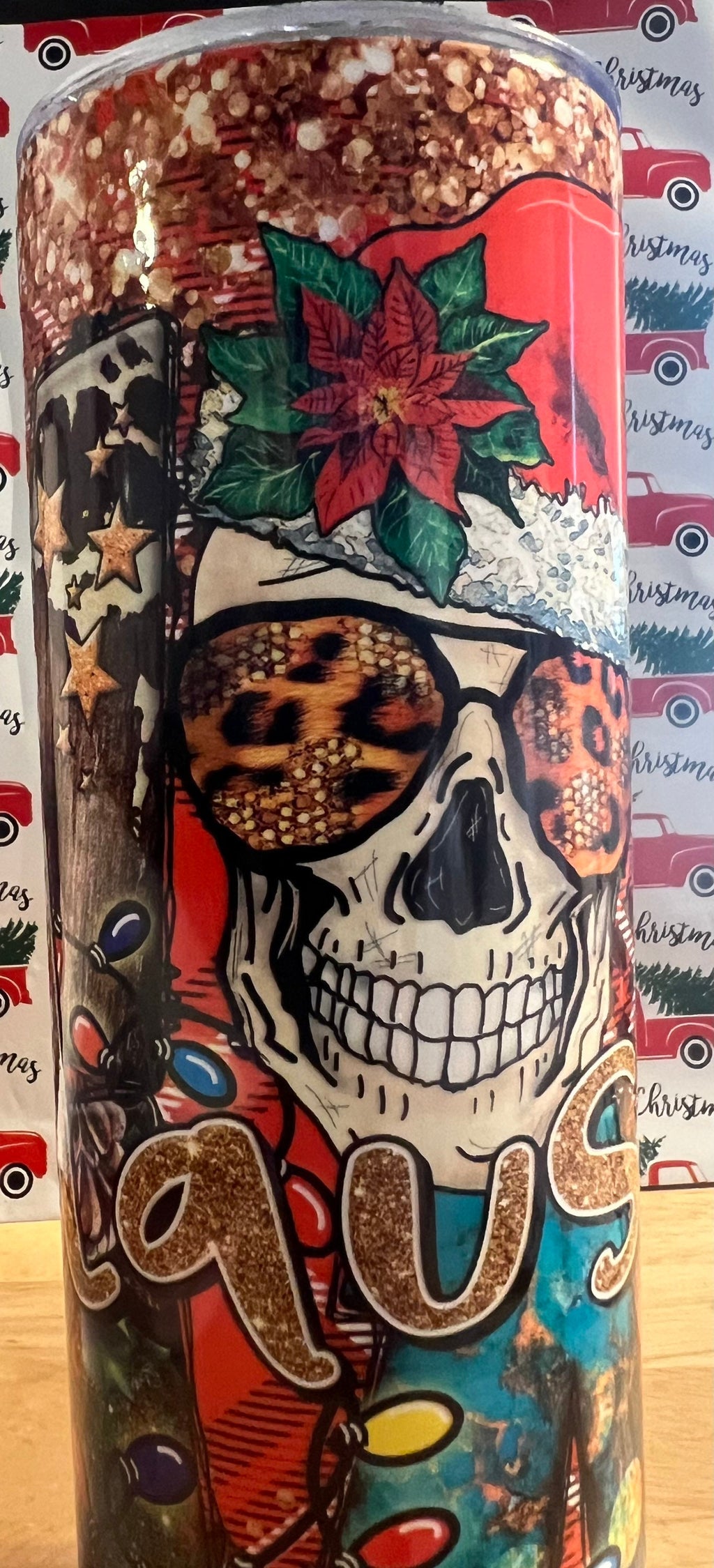 Scary Claus Skull Tumbler: Creepy Christmas 20oz Skinny Tumbler