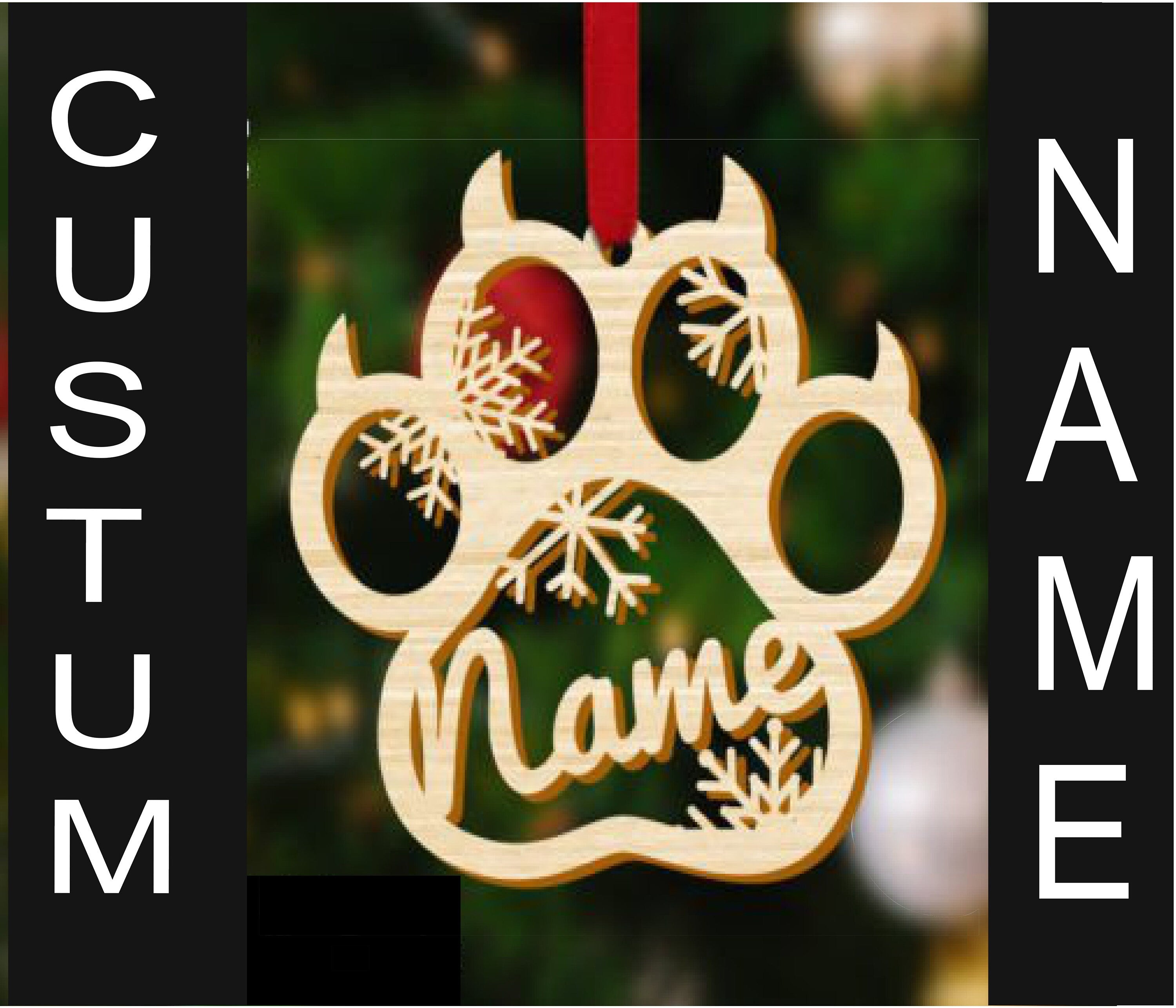 Custom Cat Paw Christmas Ornament: Laser Engraved Wood, Personalized Name