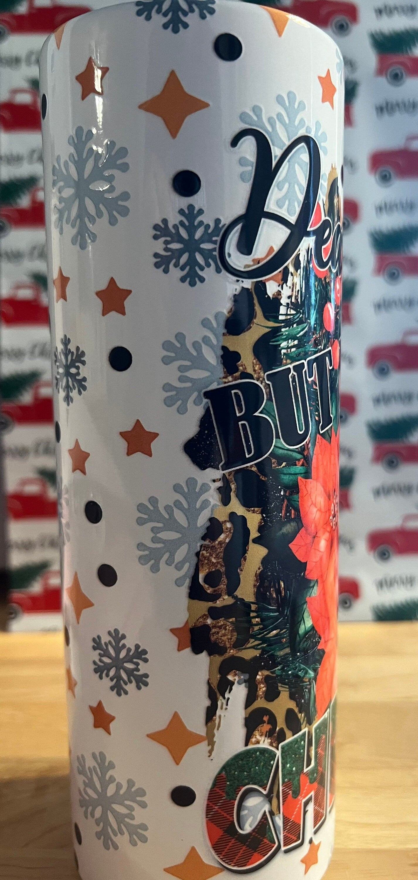 Creepy Skull Christmas Tumbler, Dead Inside Santa, 20 oz Skinny