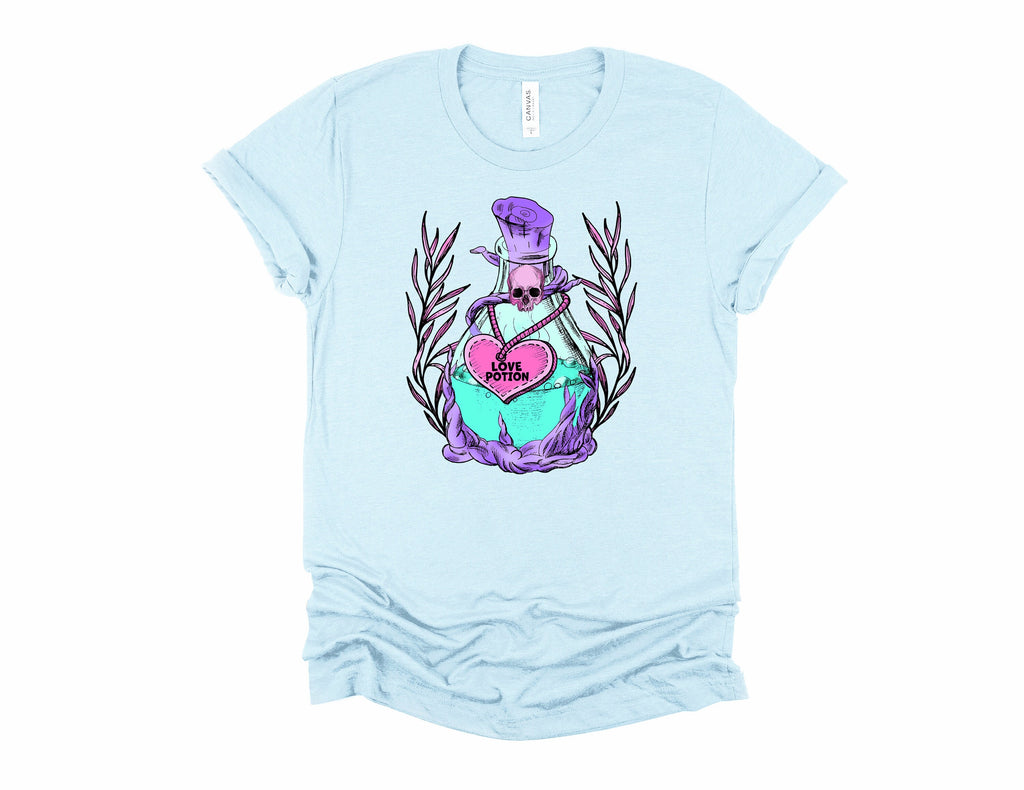 Pastel Gothic Love Potion T-Shirt: Skull Heart Witchy Tee