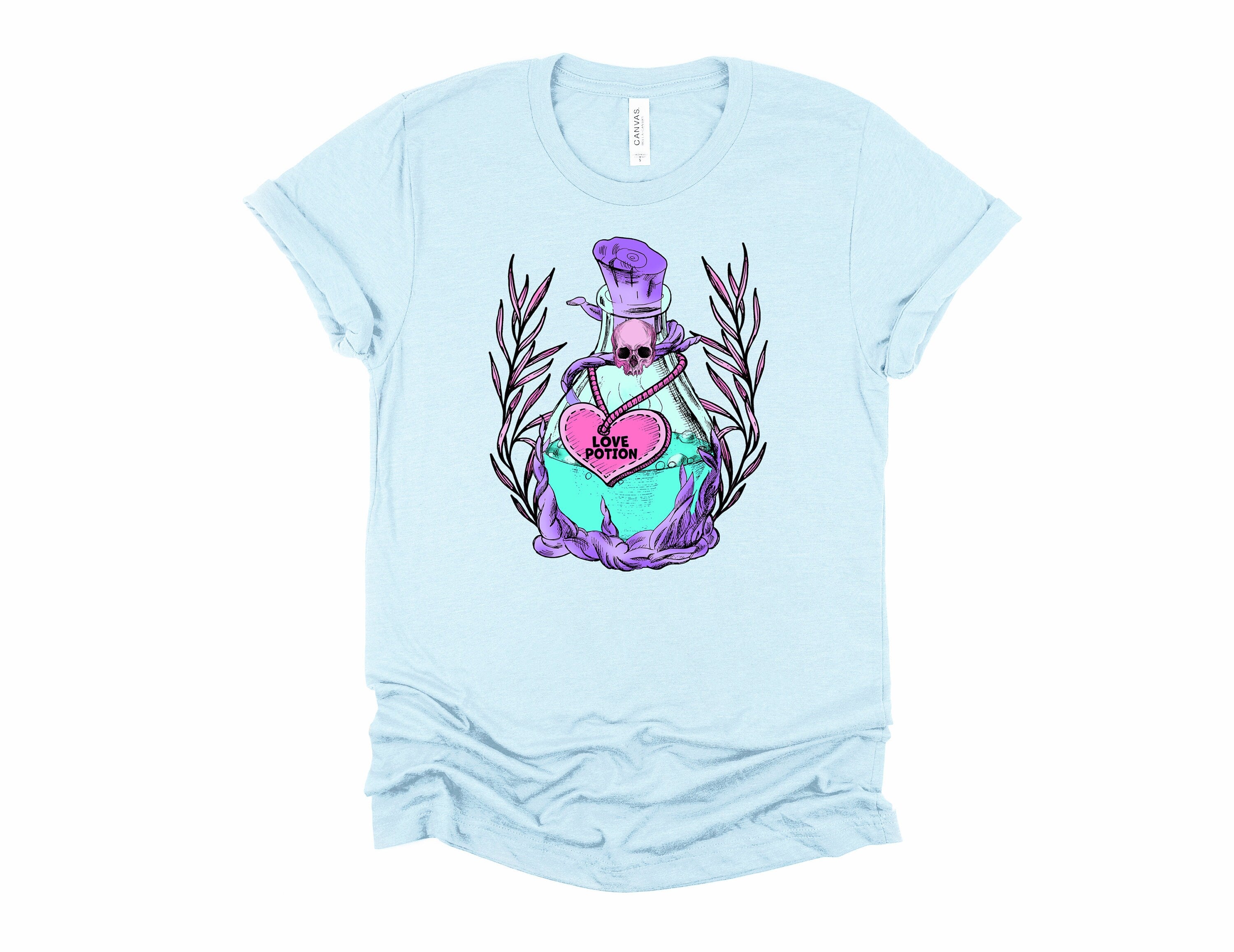Pastel Gothic Love Potion T-Shirt: Skull Heart Witchy Tee
