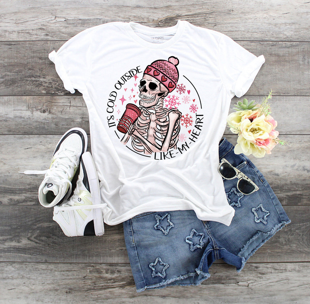 Funny Valentine Skeleton Shirt: It's Cold Outside My Heart
