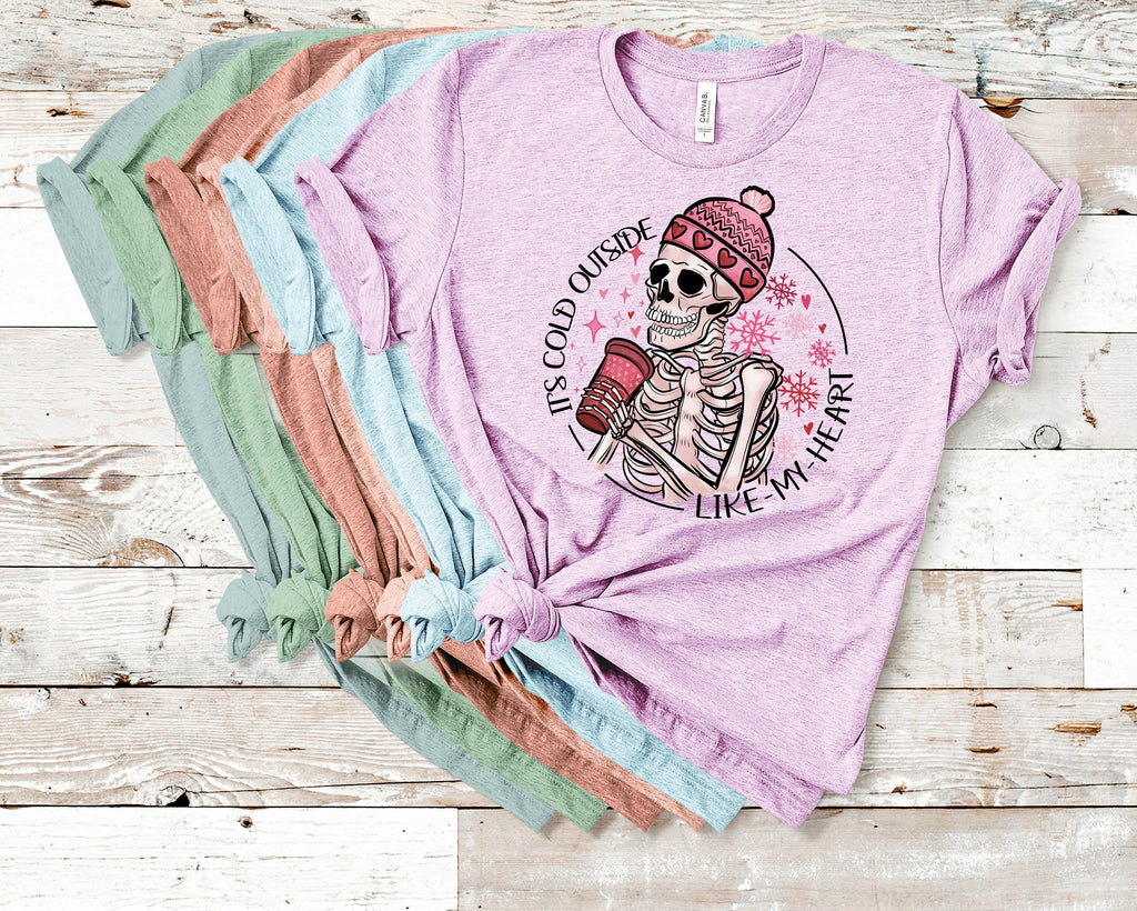 Funny Valentine Skeleton Shirt: It's Cold Outside My Heart