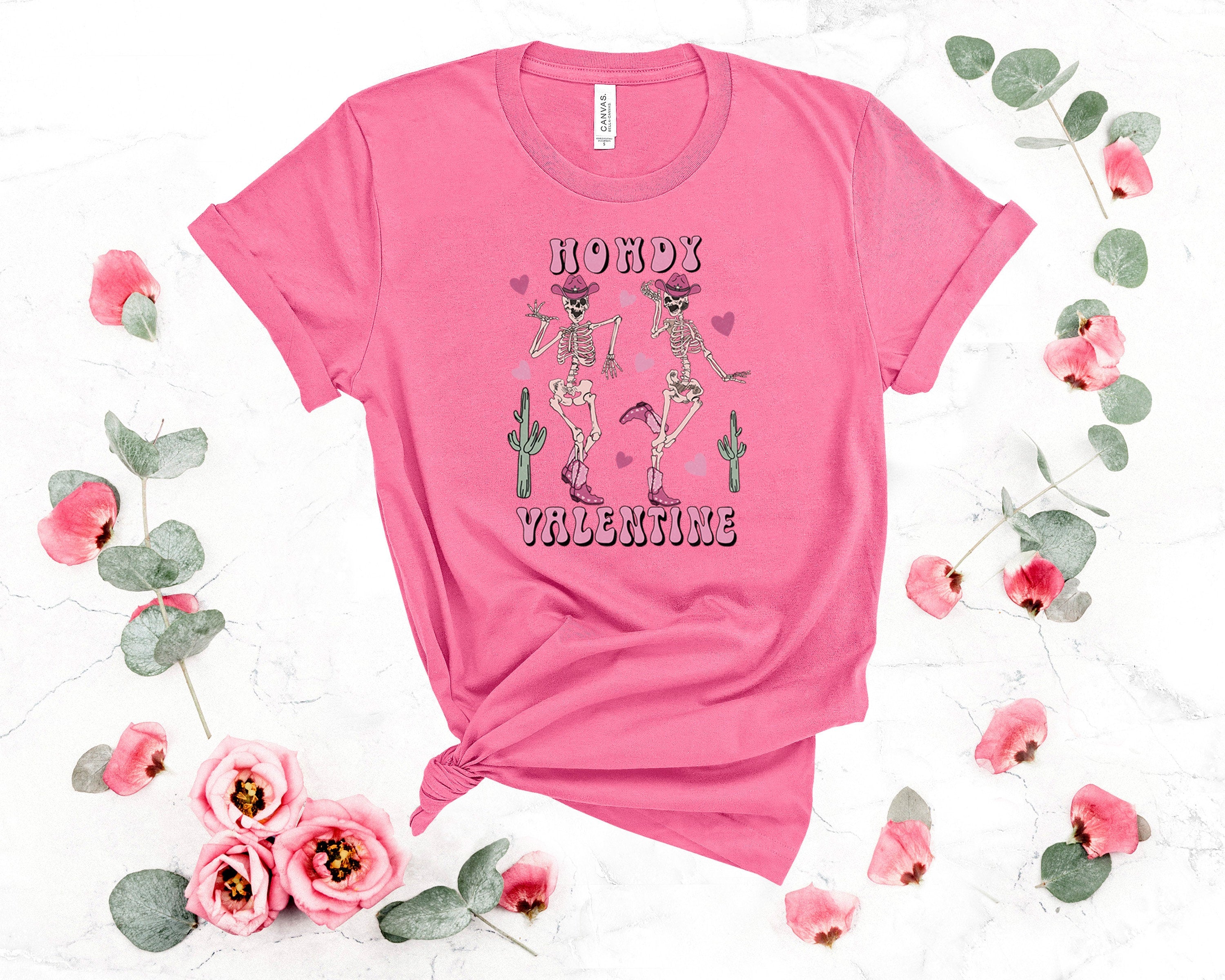 Howdy Valentine Skeleton Shirt: Western Dancing Cowboy Tee