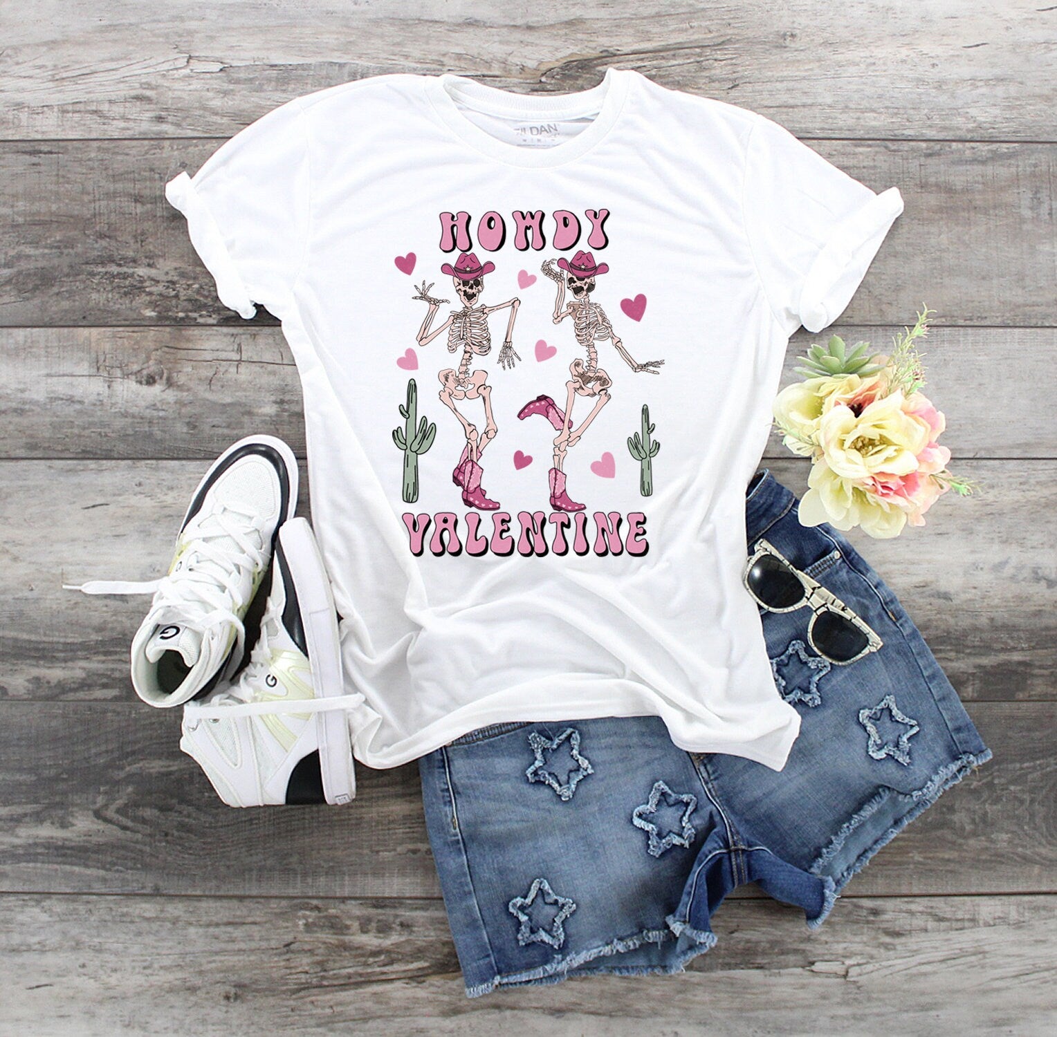 Howdy Valentine Skeleton Shirt: Western Dancing Cowboy Tee