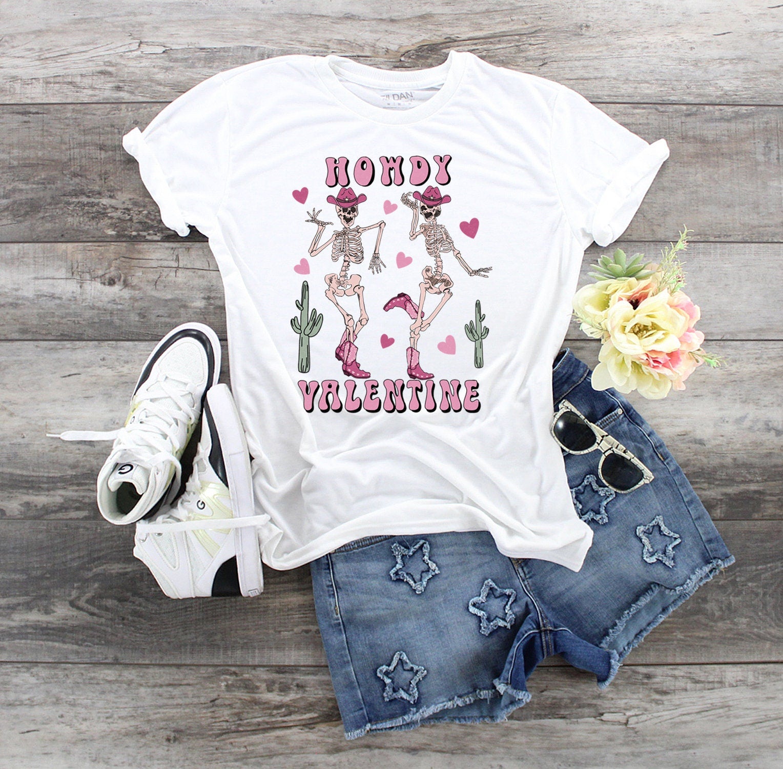 Howdy Valentine Skeleton Shirt: Western Dancing Cowboy Tee