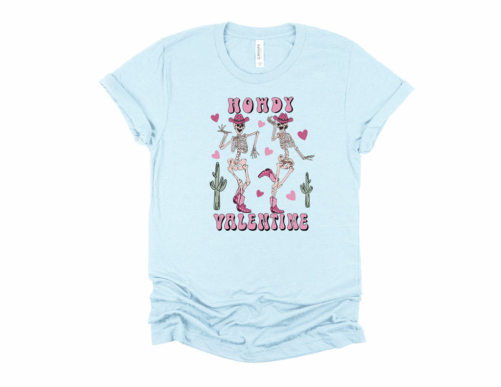 Howdy Valentine Skeleton Shirt: Western Dancing Cowboy Tee
