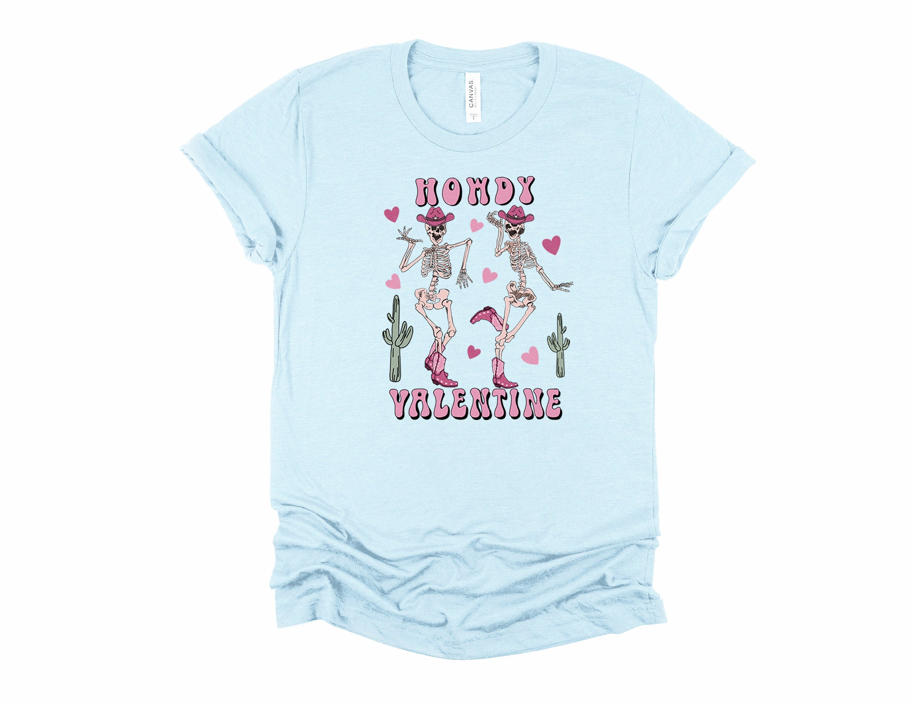 Howdy Valentine Skeleton Shirt: Western Dancing Cowboy Tee