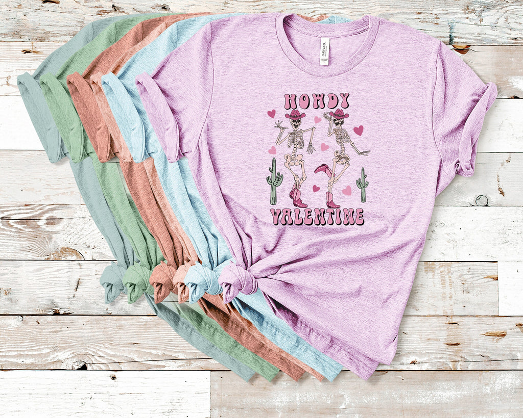 Howdy Valentine Skeleton Shirt: Western Dancing Cowboy Tee