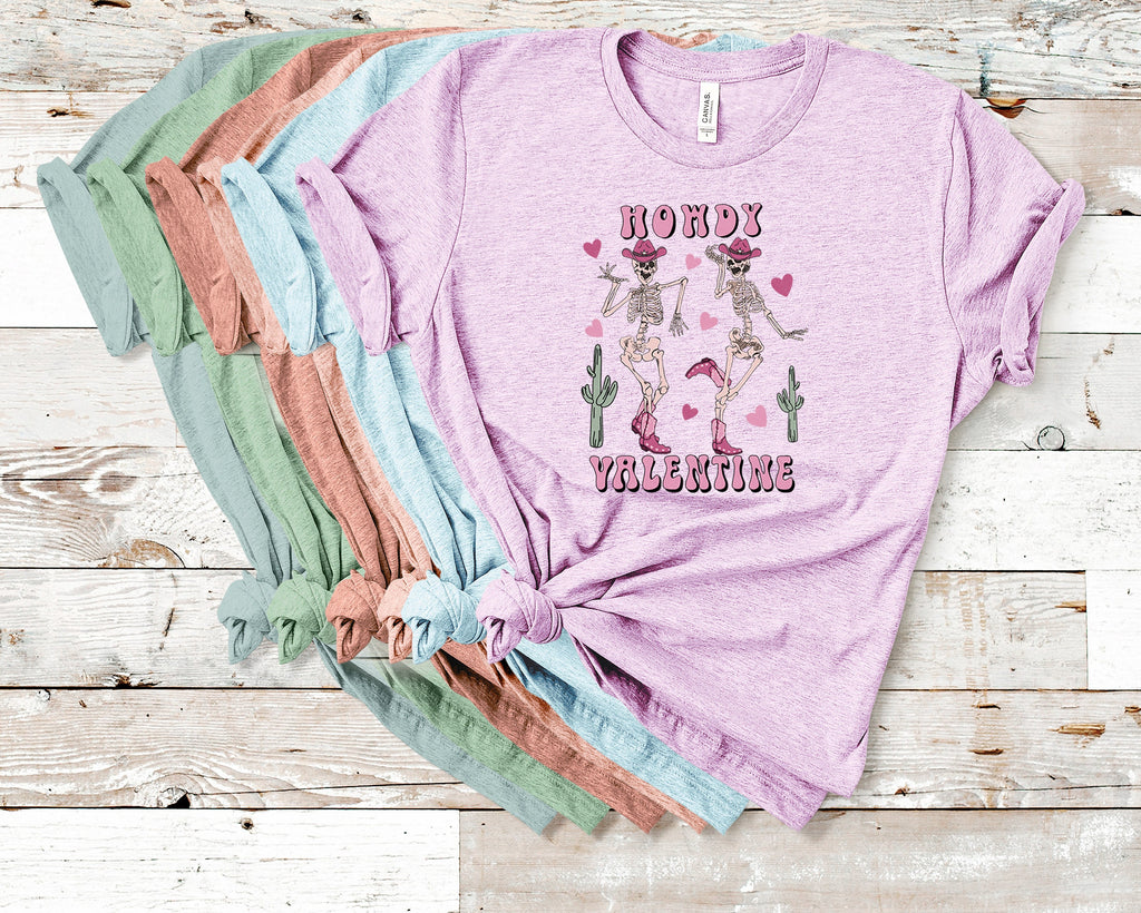 Howdy Valentine Skeleton Shirt: Western Dancing Cowboy Tee