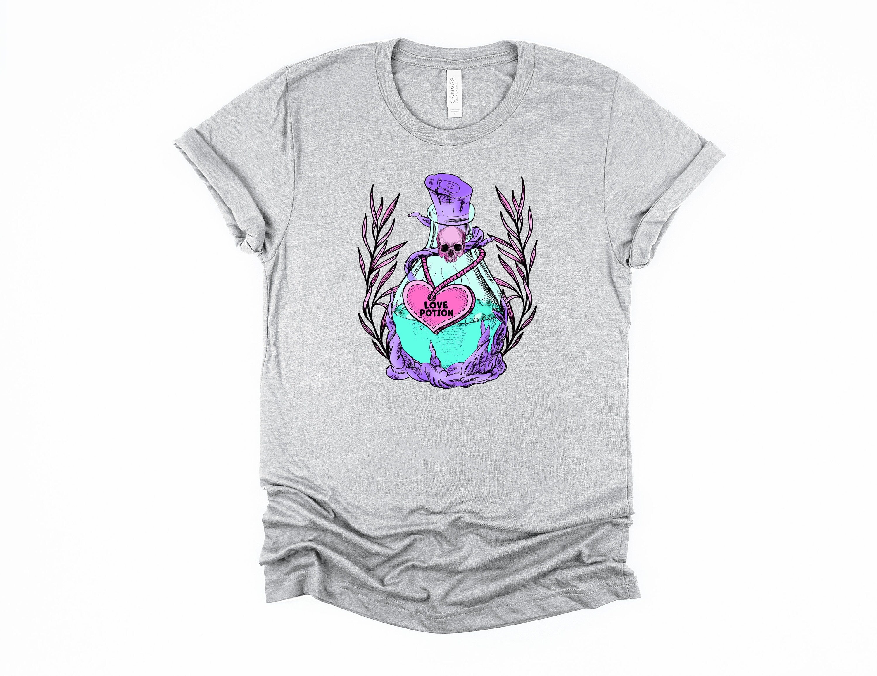 Pastel Gothic Love Potion T-Shirt: Skull Heart Witchy Tee