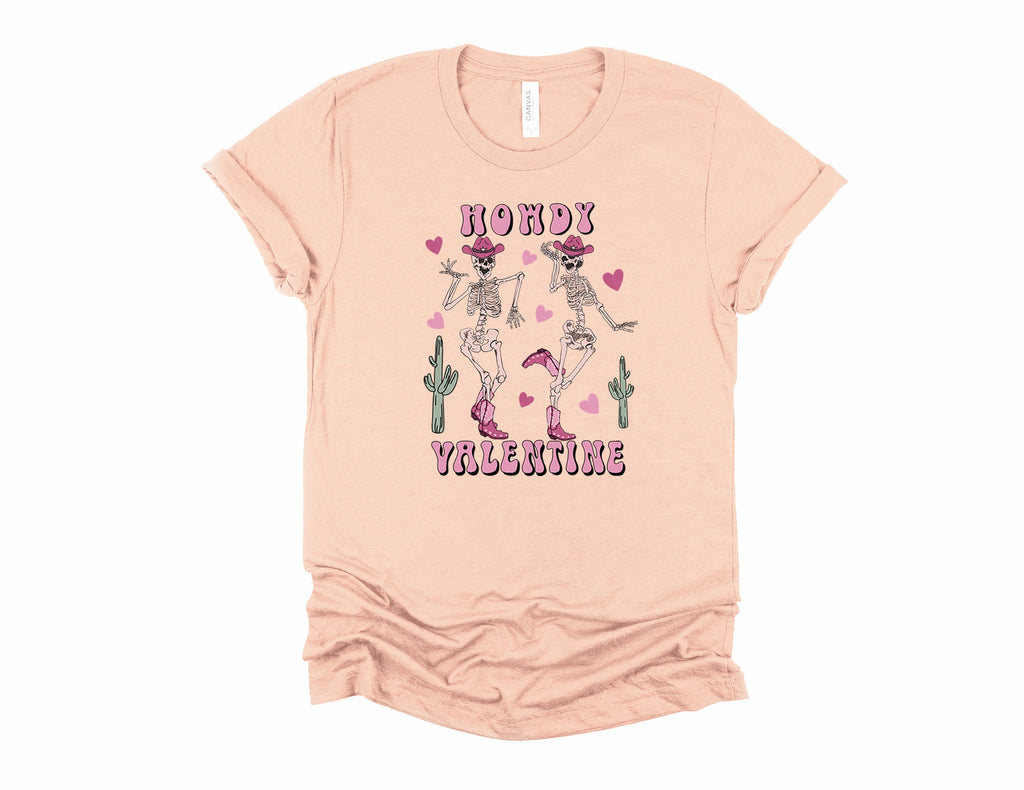 Howdy Valentine Skeleton Shirt: Western Dancing Cowboy Tee