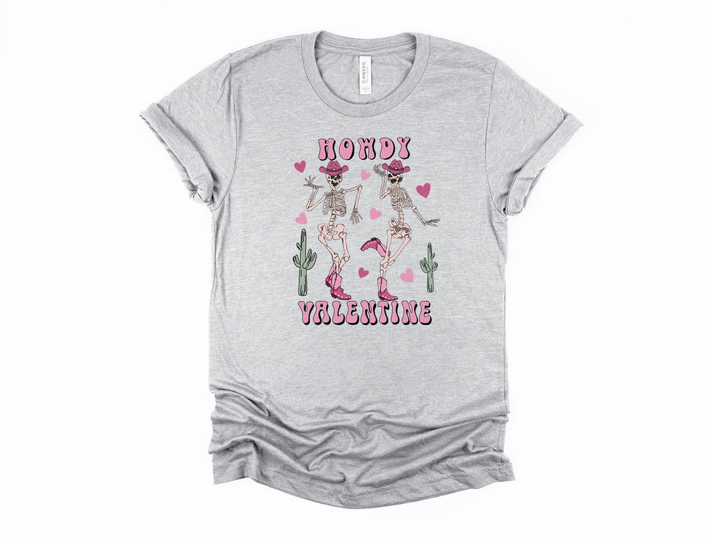 Howdy Valentine Skeleton Shirt: Western Dancing Cowboy Tee