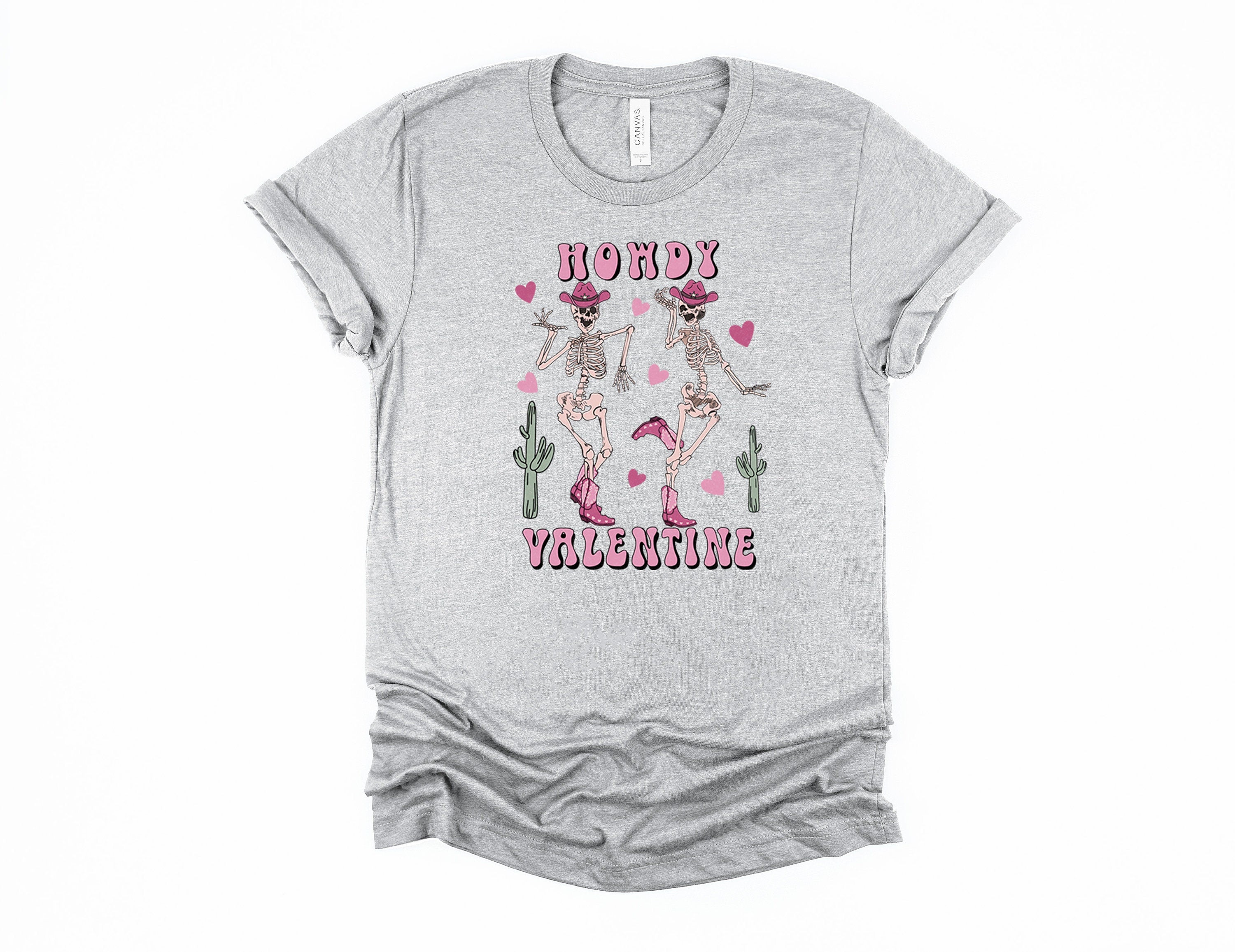 Howdy Valentine Skeleton Shirt: Western Dancing Cowboy Tee