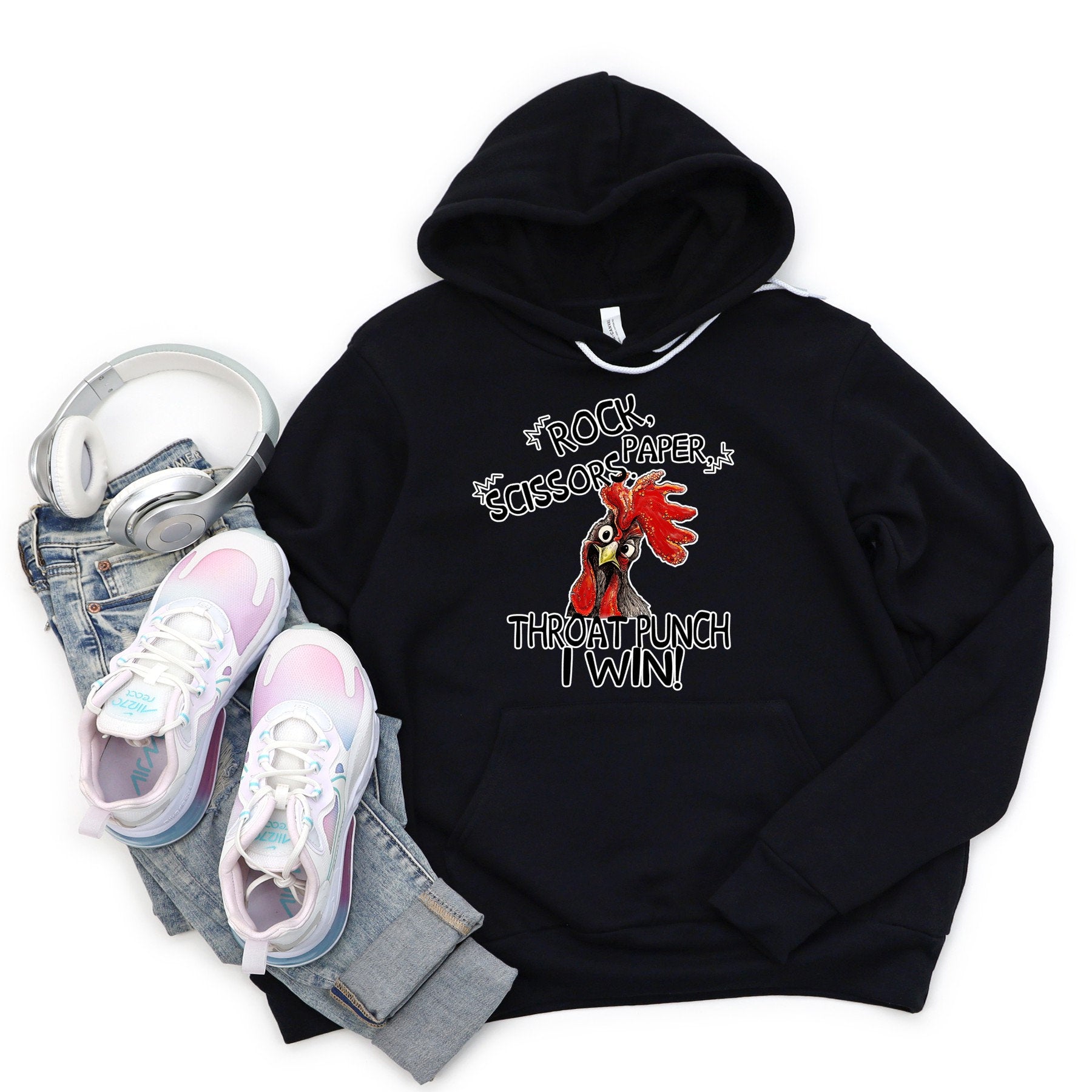Chicken Rock Paper Scissors Bella Canvas Hoodie