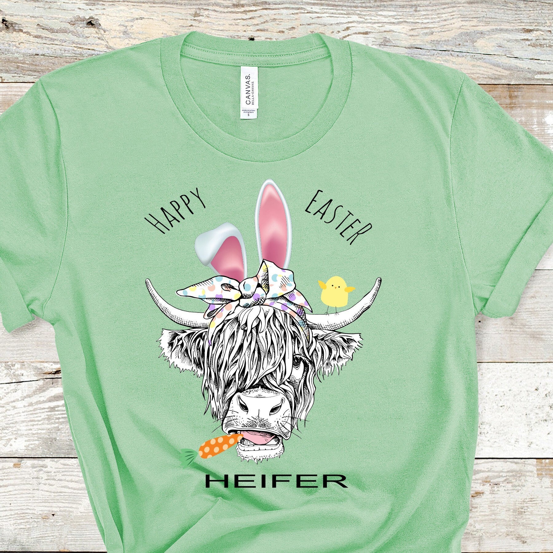 Happy Easter Heifer Shirt: Highland Cow Chick Spring Tee