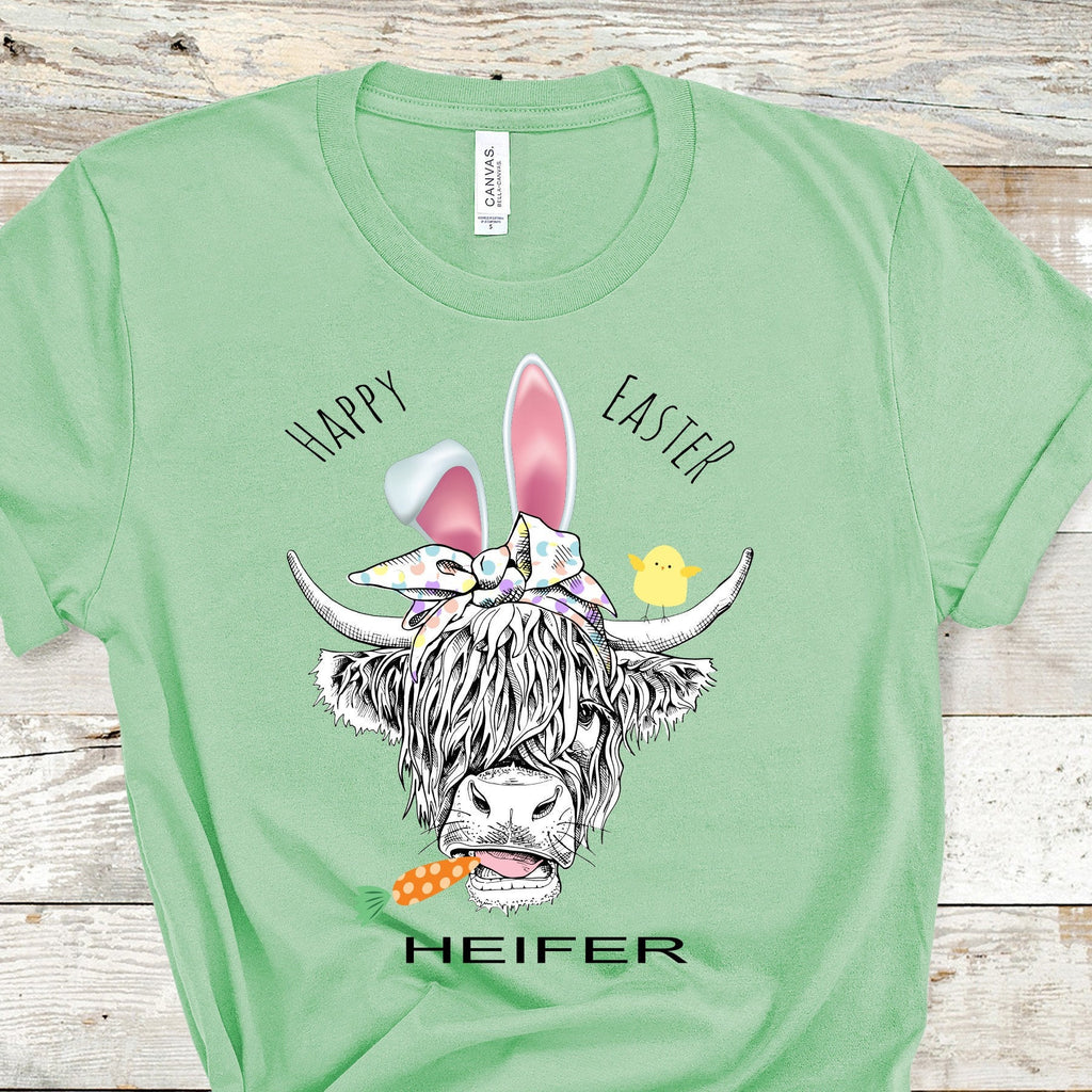 Happy Easter Heifer Shirt: Highland Cow Chick Spring Tee